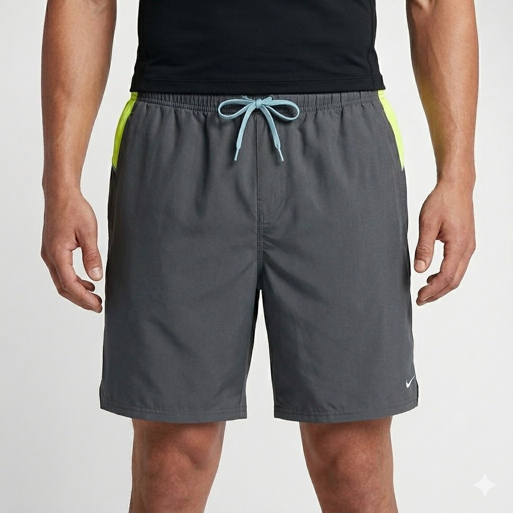 Nike Swim Trunks Board Shorts Lined Mesh Colorblock Size XXL Dark Grey